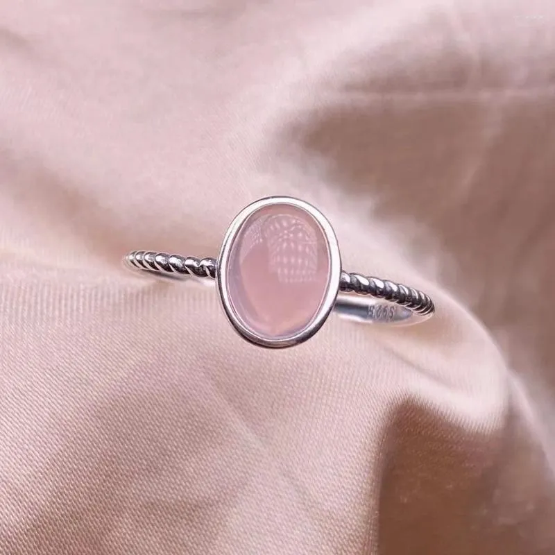 Pietre pietre preziose sciolte 925 anello regolabile al quarzo rosa naturale in argento sterling