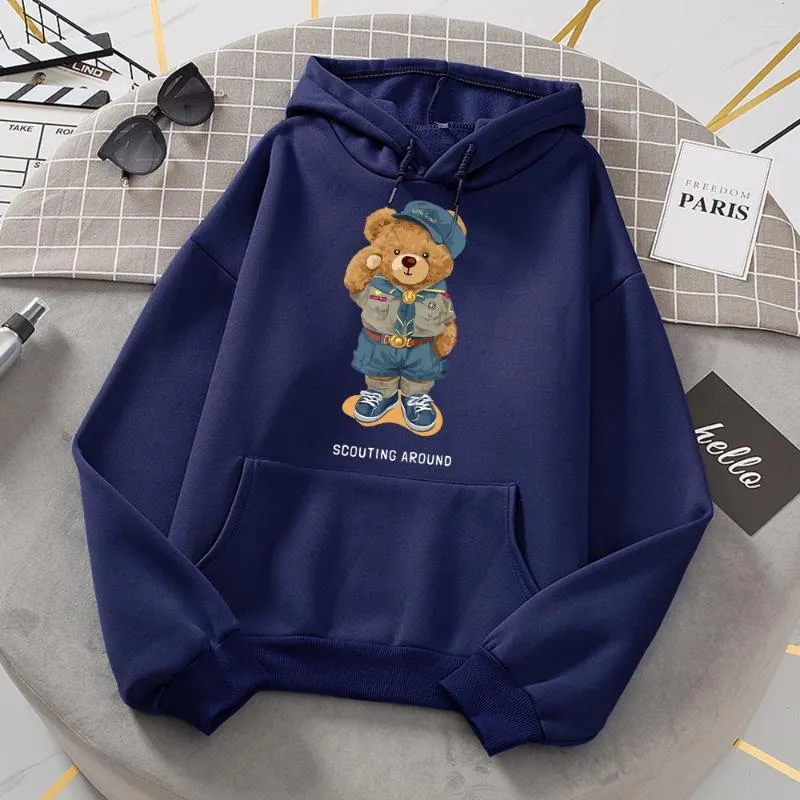 Sweats à capuche pour femmes Mignon Teddy Bear Salute Scoring Around Sweat à capuche Femme Hip Hop S-Xxl Sweat à capuche Dessins animés Sweat-shirt de haute qualité Mode Casual