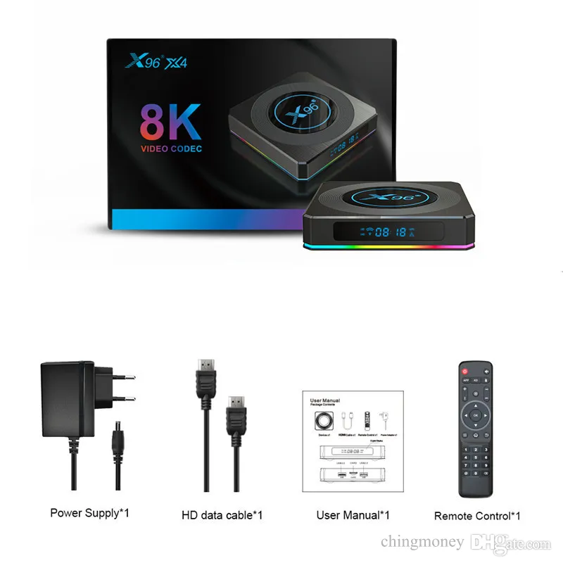 Android 11 TV Kutusu X96 X4 Amlogic S905x4 Akıllı 4K 8K 5G Çift WiFi BT HD 4G 64G 32G AV1 RGB Işık Medya Oynatısı Seti Üst Kutu Tvbox