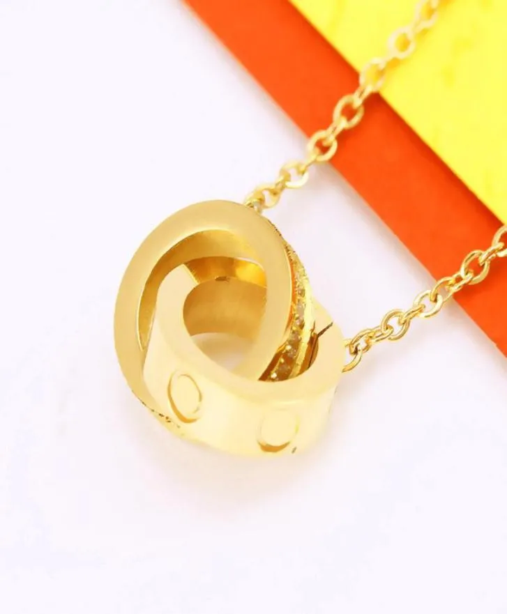 Bague pendentif collier femmes en acier inoxydable Couple cercle bijoux sur le cou mode saint valentin cadeaux Whole6448608