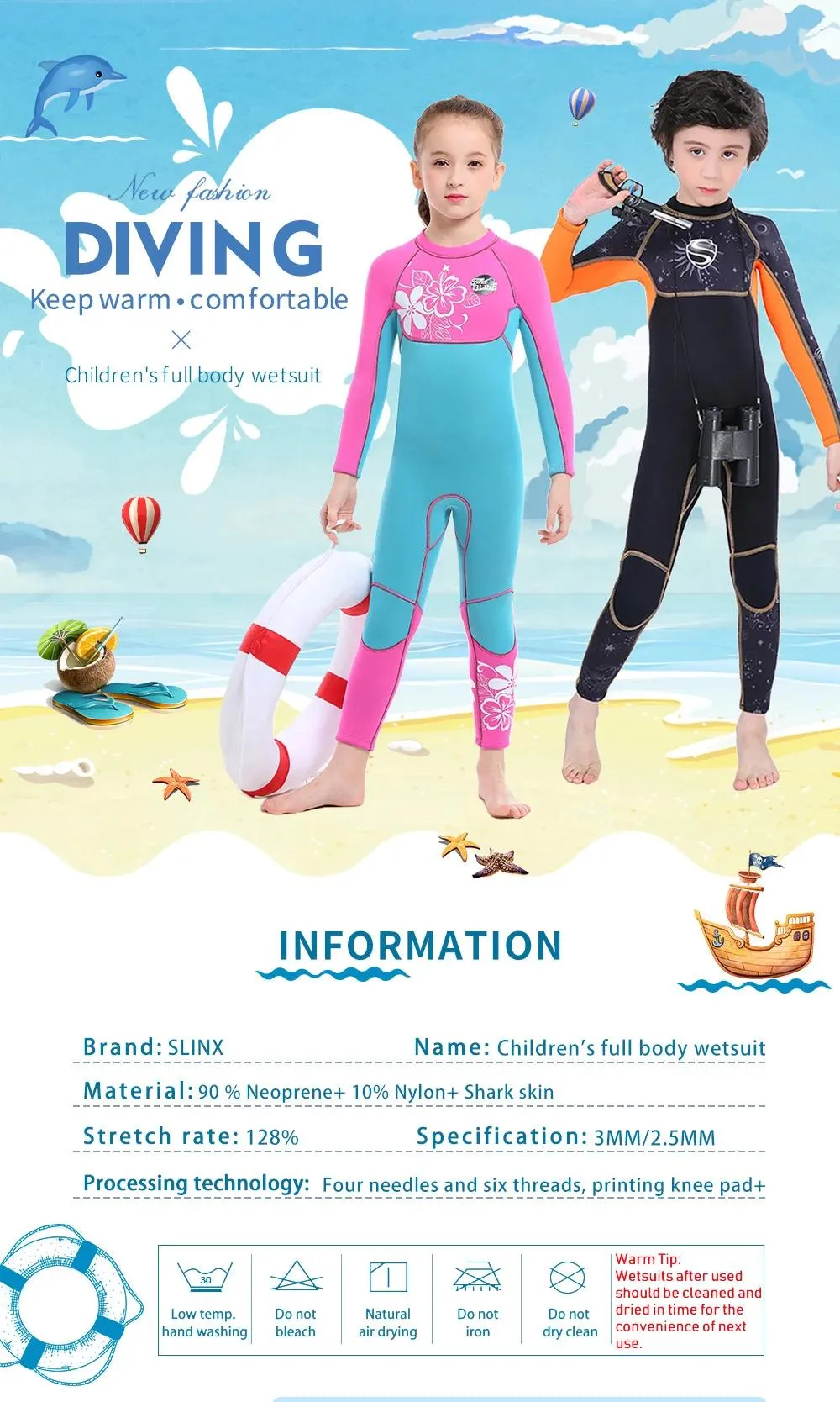 Traje de neopreno para niños, traje de baño de 2,5 MM para Surf, Surf y
