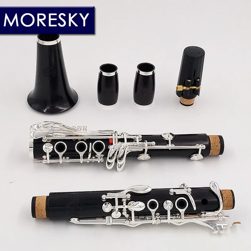 MORESKY clarinette bois ébène clarinette Tube 18 touches sib clarinette Grenadilla bois massif sib clarinette LUNA