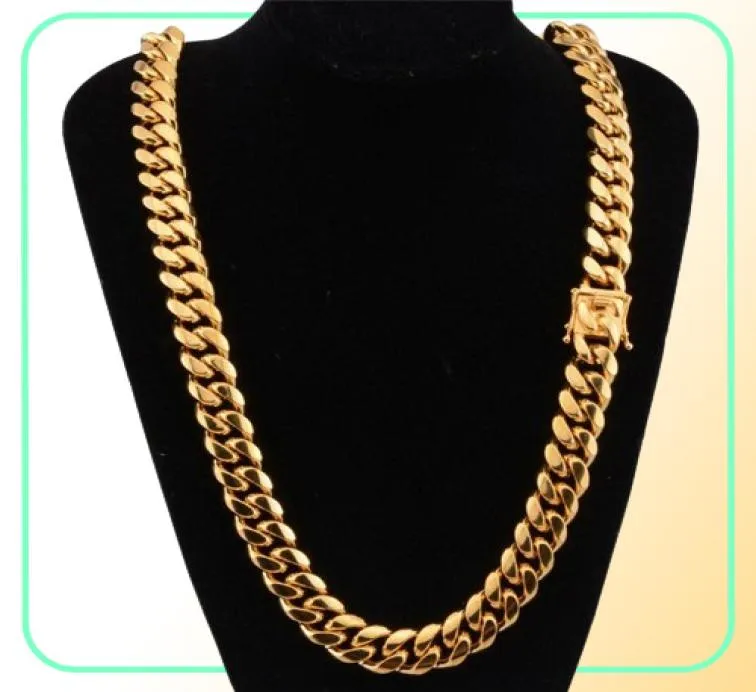 Luxury 18K Gold Plated Necklaces Gold Thick Chains High Polished Miami Cuban Link Necklace Men Punk Curb Chain Fashion Necklaces3976953