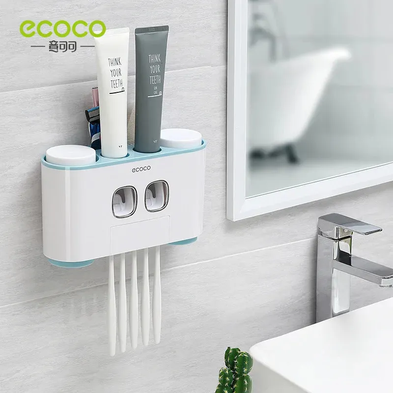 ECOCO Wall Mounted Toothbrush Holder With Automatic Toothpaste ...