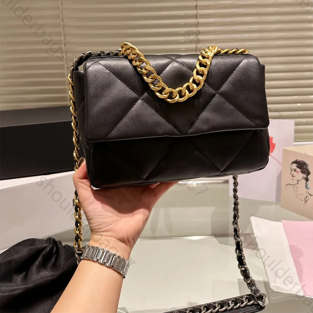 pelle di agnello di alta qualità borsa 19 del progettista borsa classica a doppia patta 26 cm moda donna lusso borse a tracolla a spalla borse a tracolla da donna in oro argento borsa con scatola