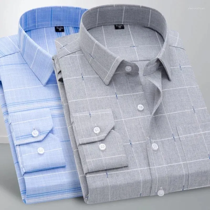Camisas casuales para hombres primavera de imitación de manga larga algodón de lino para jóvenes y de mediana edad coreana tops delgados