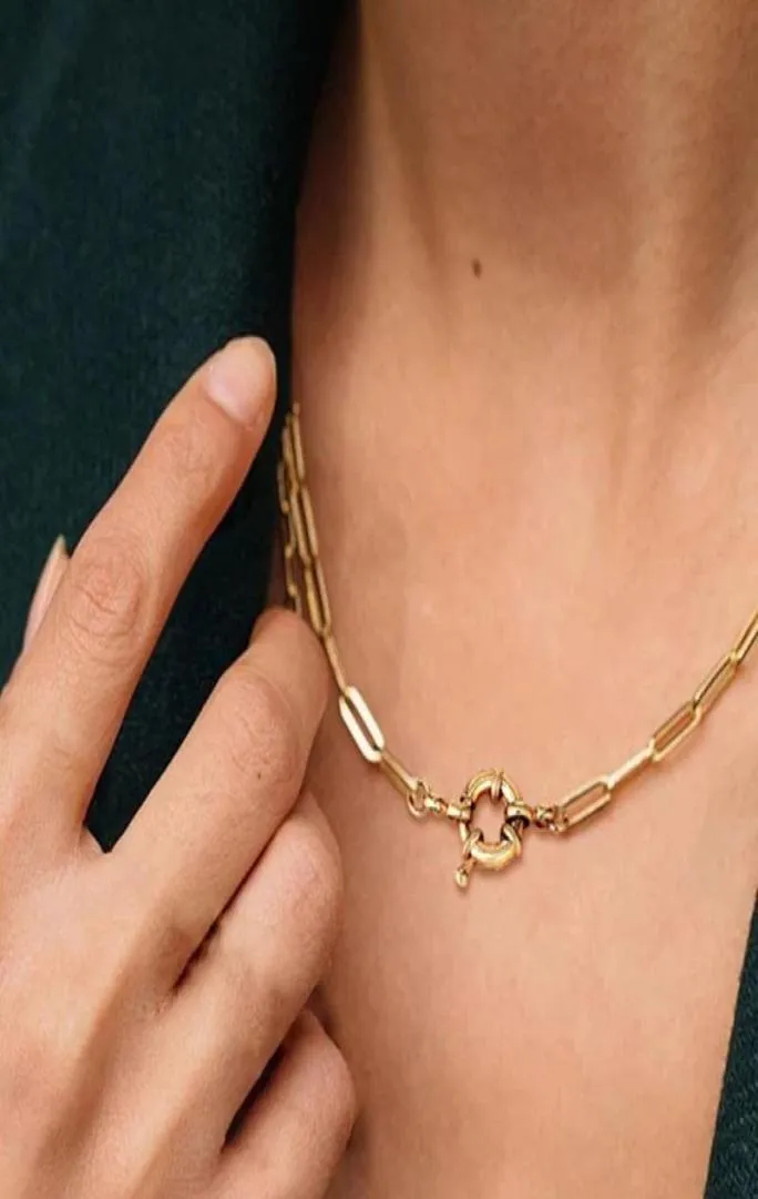 Pendentif colliers femmes galvanisé réglable Durable ovale trombone collier ras du cou chaîne bijoux cadeau pour Punk4816159