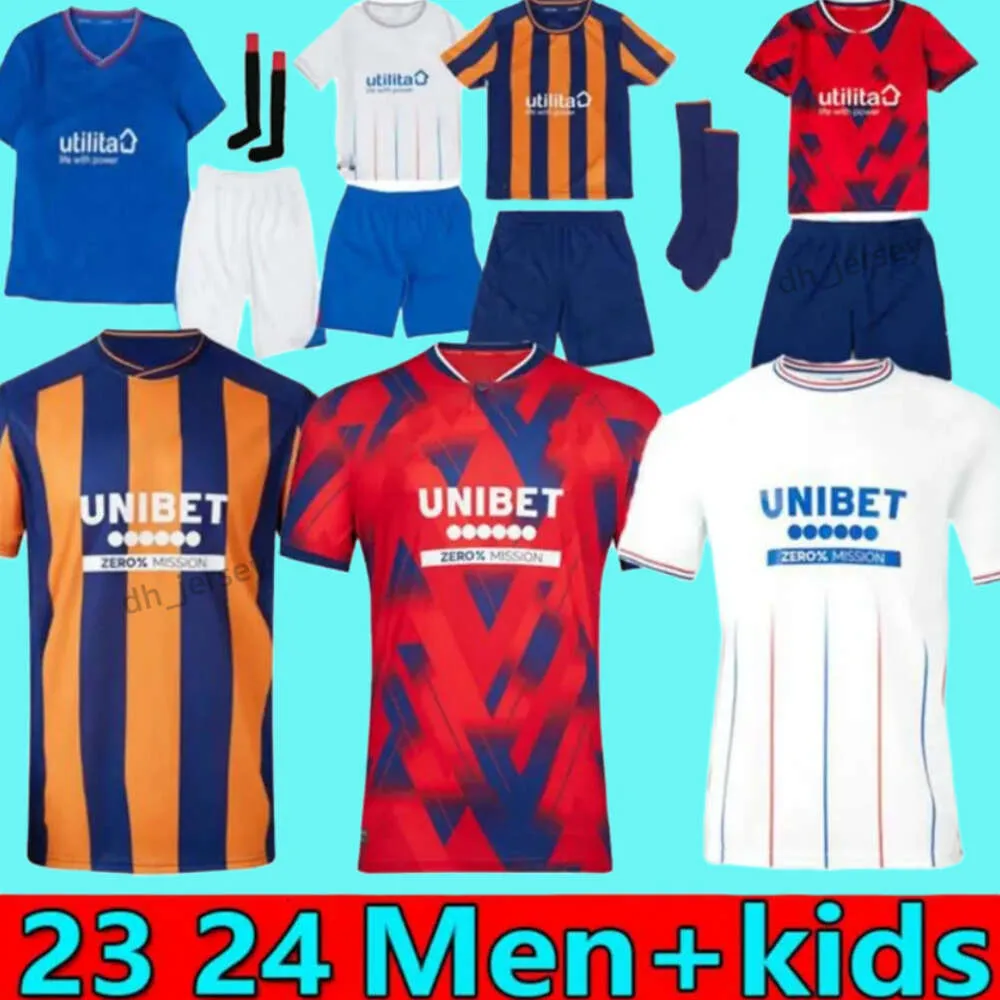 23 24 Glasgow Rangers Fußballtrikots Heim blau Sakala KENT TAVERNIER MORELOS COLAK Hogan Fußballtrikot Herren Kinder Kit Fans Version Camiseta