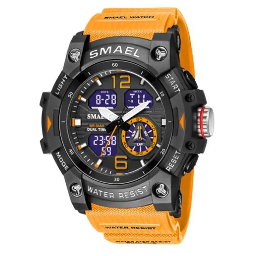 Smael Sl8007 Relogio Men's Sports Watches LED Chronograph Wristwatch Military Watch Digital Watch Good Gift for Men Boy342W