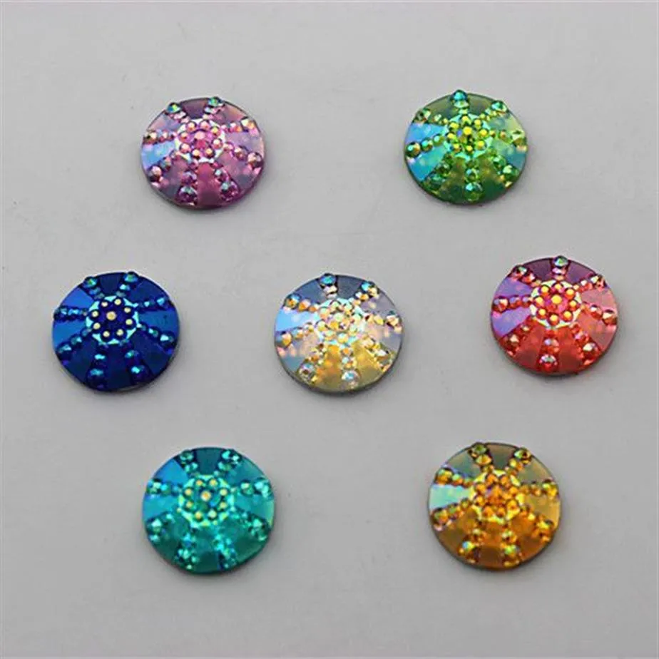 150pcs 14mm AB Renk Kristal Reçine Yuvarlak Rhinestones Düz Beads Taş Scrapbooking El Sanatları Takı Aksesuarları ZZ13228M