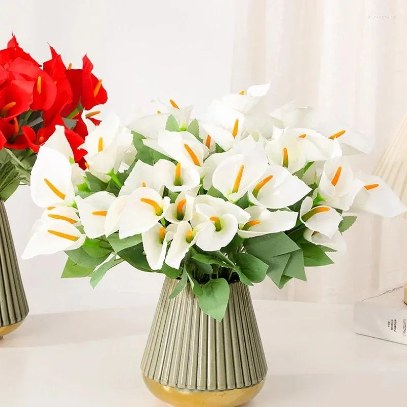 Fleurs décoratives du jardin décor simulation calla lis bouquet en soie fausse maison décoration décoration artificielle fleur lys jaune