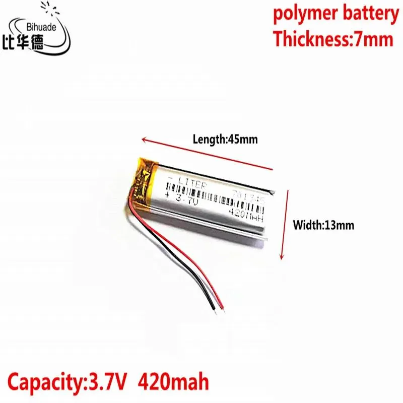 Baterie 10pcs 3,7 V 420 mAh 701345 lit polimerowy do ładowania akumulatora do padu słuchawkowego MP3 DVD Bluetooth Camera