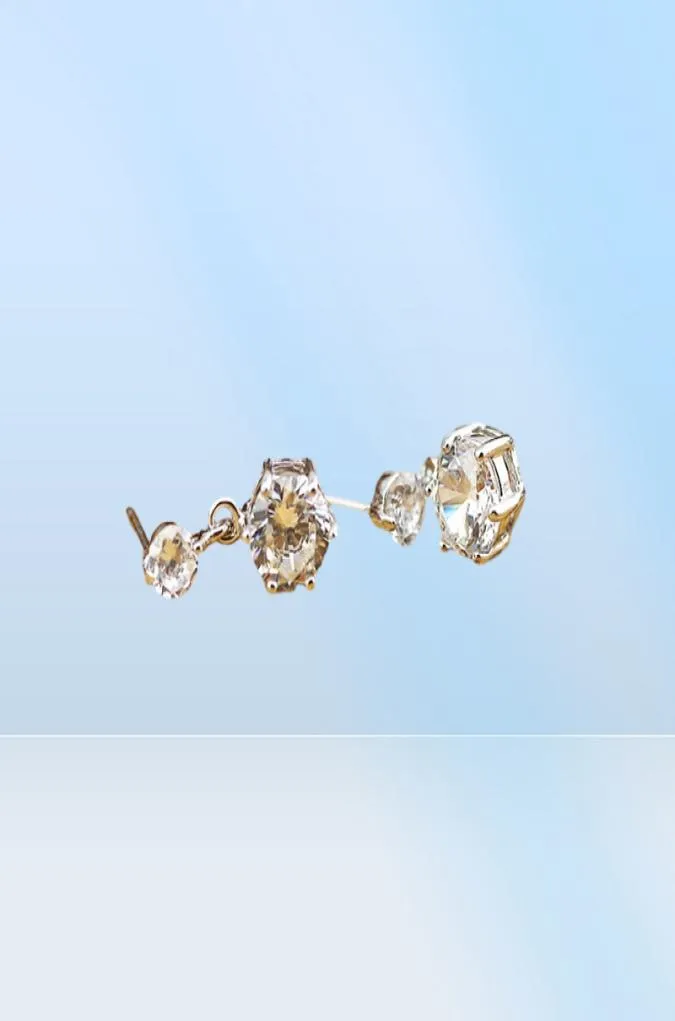 YHAMNI luxe 925 bijoux en argent Sterling coeurs flèches coupées 1 carat CZ diamant boucle d'oreille boucles d'oreilles de mariage pour les femmes ED0646212672