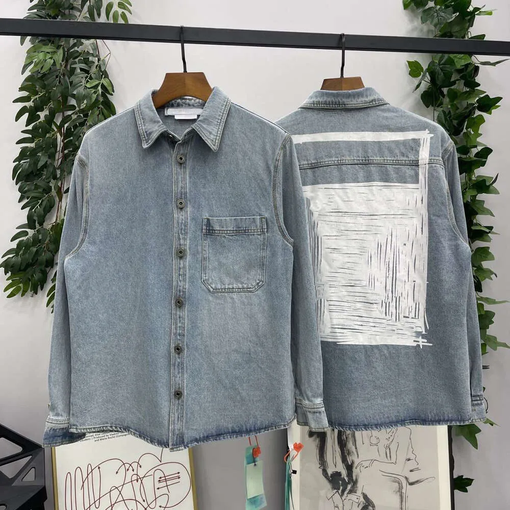 Hip Hop Dżins Kurtka męskie kurtki designerskie kurtka baseballowa moda kardigan haftowana koszula polo męskie koszule zwykłe koszule
