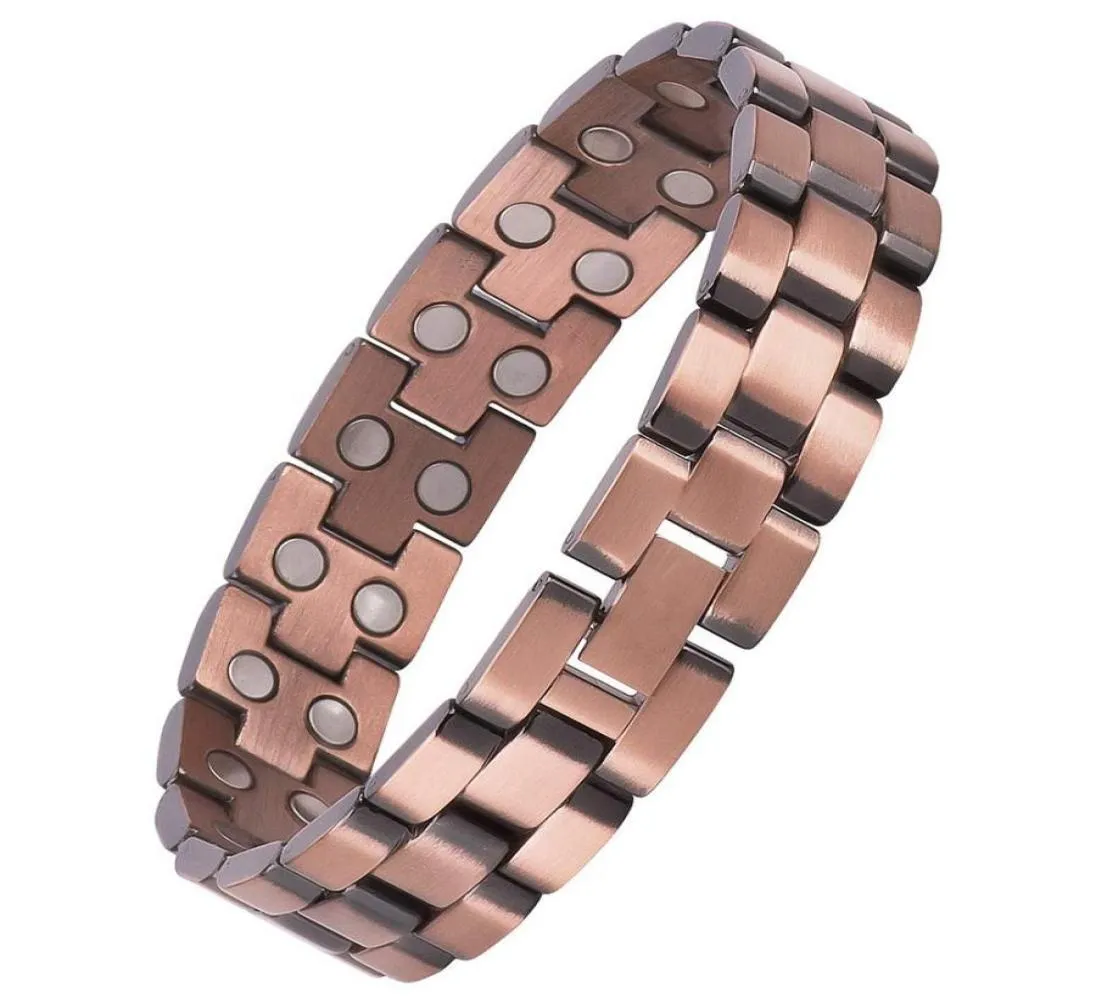 Vintage Pure Copper Magnetic Pain Relief Bracelet for Men Therapy Double Row Magnets Link Chain Men Jewelry8761383