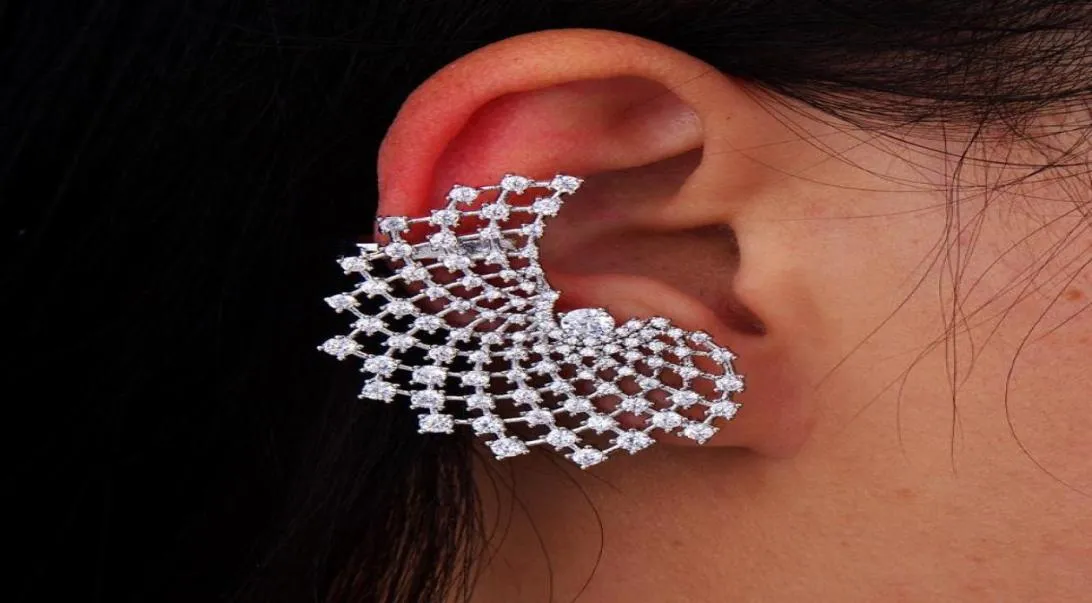 Stud GODKI Design de luxe merveilleux cubique Zircon fleur oreille os manchette boucle d'oreille 3cm4cm2950277
