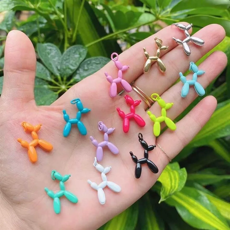 20Pcs est Cute Balloon Dog Puppy Necklace Fashion Colorful Enamel Pendant Jewelry Unisex For Gift Party 210720294q