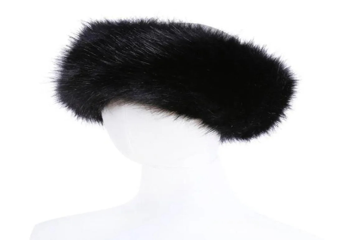 10 colores para mujer Diadema de piel sintética de lujo ajustable invierno cálido negro blanco naturaleza niñas piel calentador de orejas sombreros con orejeras para mujeres 6537869