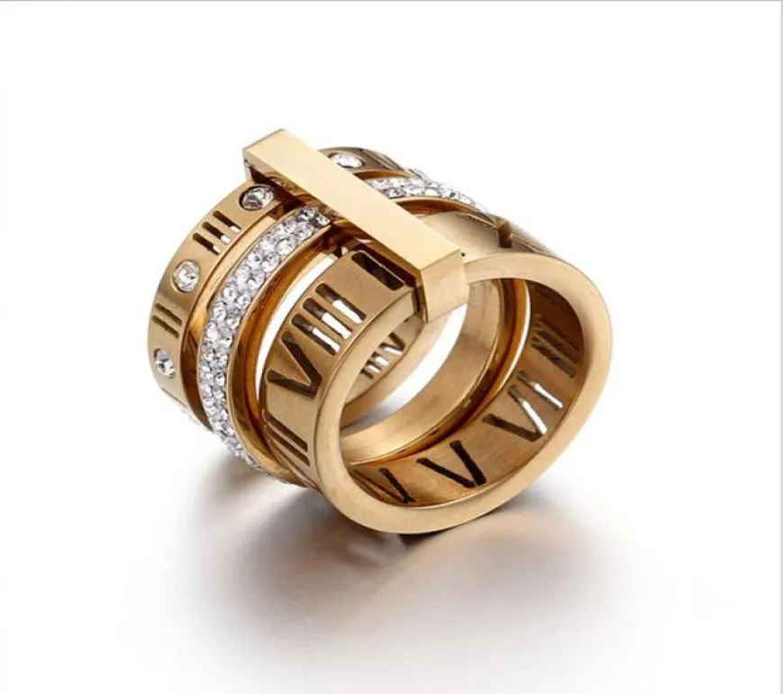 2021 Diseñador para hombre Anillos de oro Mujeres Pre Propiedad Diseño Joyería Tres Color Números romanos Configuración unisex Lujo de gama alta WH3716936