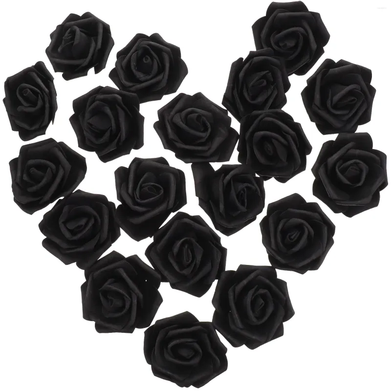 装飾的な花100pcs偽のバラヘッド人工花のフェイクブラックDIYクラフトの装飾