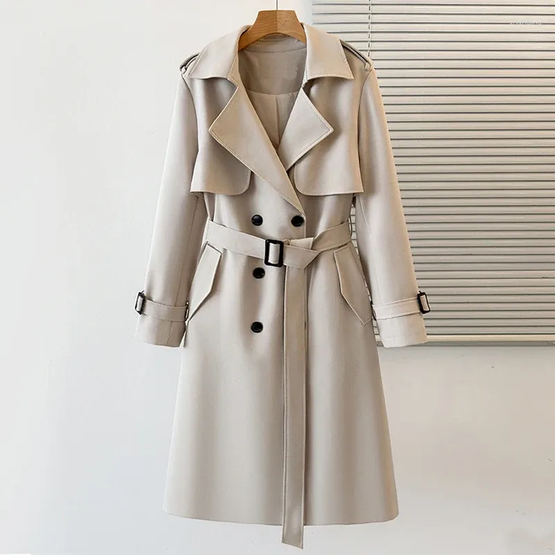 Trench da donna SuperAen 2023 Autunno/Inverno Oversize di moda Oversize Welband Corea Double Breasted Coat