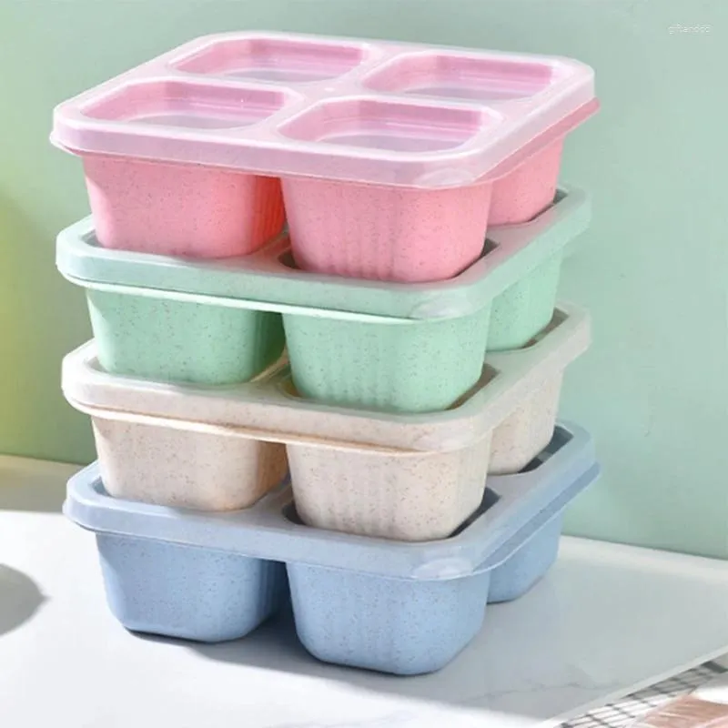 Take Out Containers Snack Reusable 4 Divided Compartments Bento Box Meal Prep With Snacks Fruits Nuts Candies Durable