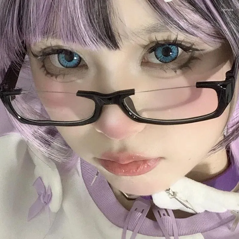 Occhiali da sole coreani cosplay mezza montatura occhiali da donna adorabili senza trucco semplici occhiali da uomo carino computer decorativo