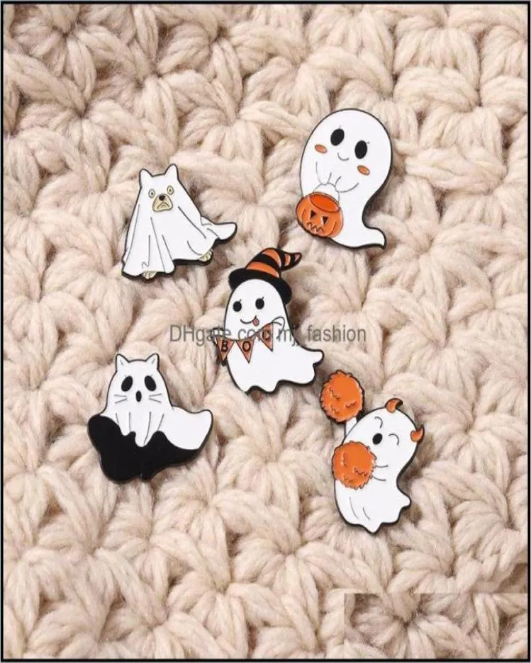 Pins Broches Sieraden Europese Ghost Series Pompoen Model Cartoon Halloween Party Legering Emaille Reversspeldjes Unisex Festival Rugzak2605799