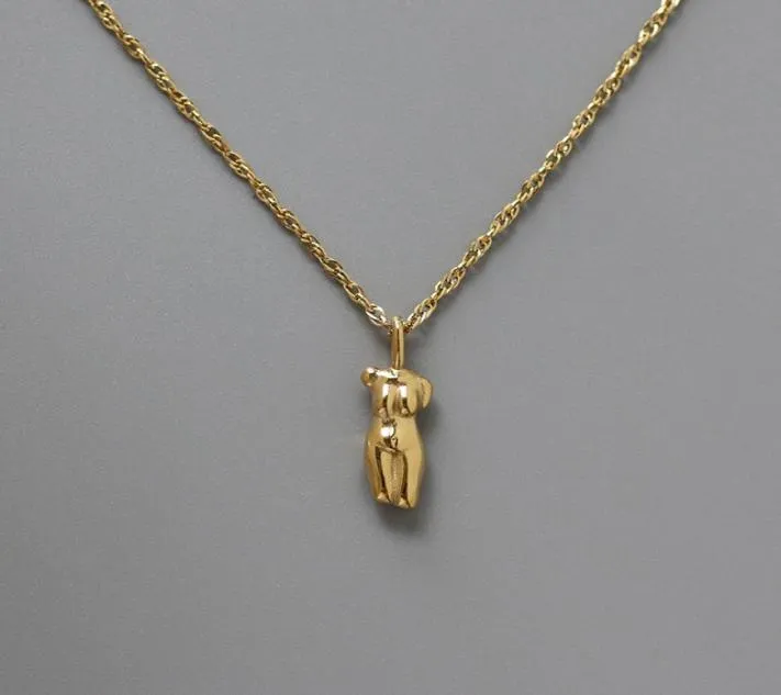 Amaiyllis 18K Gold Human Body Clavicle Necklace Pendant Personality Fashion Collar Statement Necklace Female Bijoux Jewelry Q012711159130