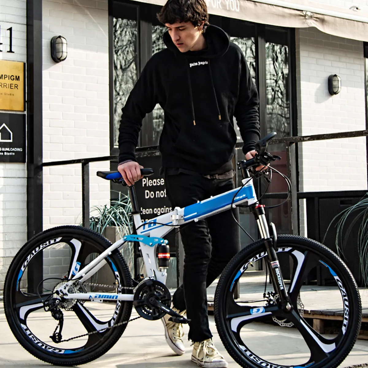 24/26 Inch Folding Mountain Bike For Adults - High Carbon Steel Frame, 21 Speed, Dual Disc Brakes, Shock Absorption, Foldable Bike For Men, Women, Teens-551649