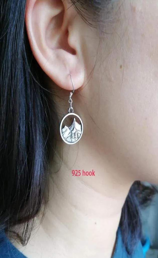 1 paire de boucles d'oreilles en forme d'arbre de pin de montagne avec crochet, cadeau pour femmes, bijoux de randonnée naturelle, Stud5861721