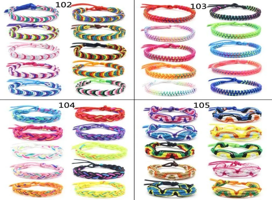 10 шт., разноцветные непальские тканые браслеты дружбы ручной работы со скользящей застежкой-узлом, унисекс, регулируемые, смешанные цвета, случайные8961385