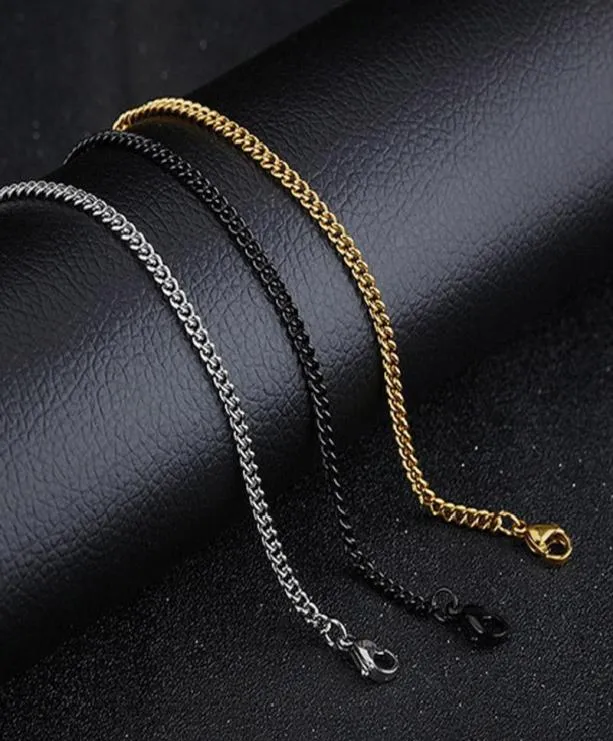 Fashion Classic Basic punkowy naszyjnik ze stali nierdzewnej dla mężczyzn Kobiety Łańcuchowe Chokers Vintage czarny złoty odcień stały metal 20215325898