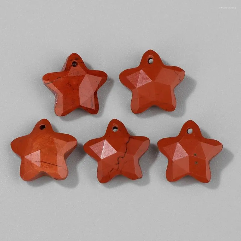 Pendant Necklaces 3PCS Five-pointed Star Red Stone Pendants 14mm Natural Tiger Eye Opalites Beads Charm For Jewelry Making DIY Girl Necklace