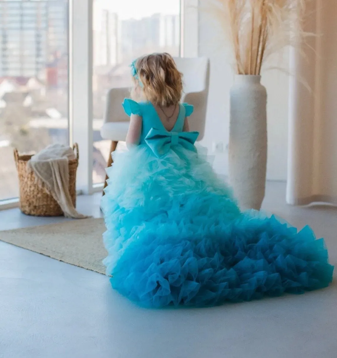 blue tiered tulle dress Beautiful Blue Tiered Tulle A-line Floor Length Sweetheart Prom Dresses,  MP769 main image 1