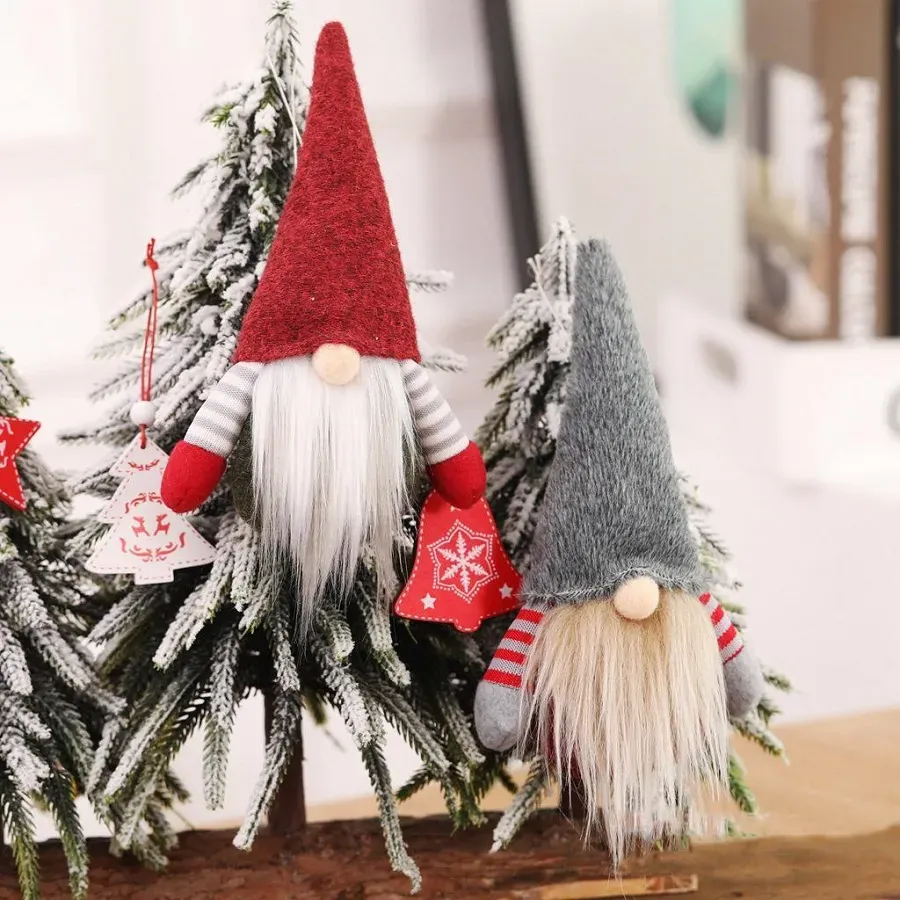 Święta ręcznie robione szwedzki gnome skandynawski tomte santa nisse nordic plush elf Table Table Ornament Xmas Tree Decorations LL BJ