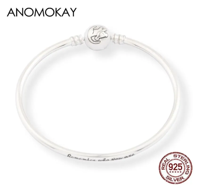 Anomokay New 100 925 Sterling Silver Cute Little Lion Bangles Armband For Children Fashion Birthday Present Silver Jewelry LJ201026920400