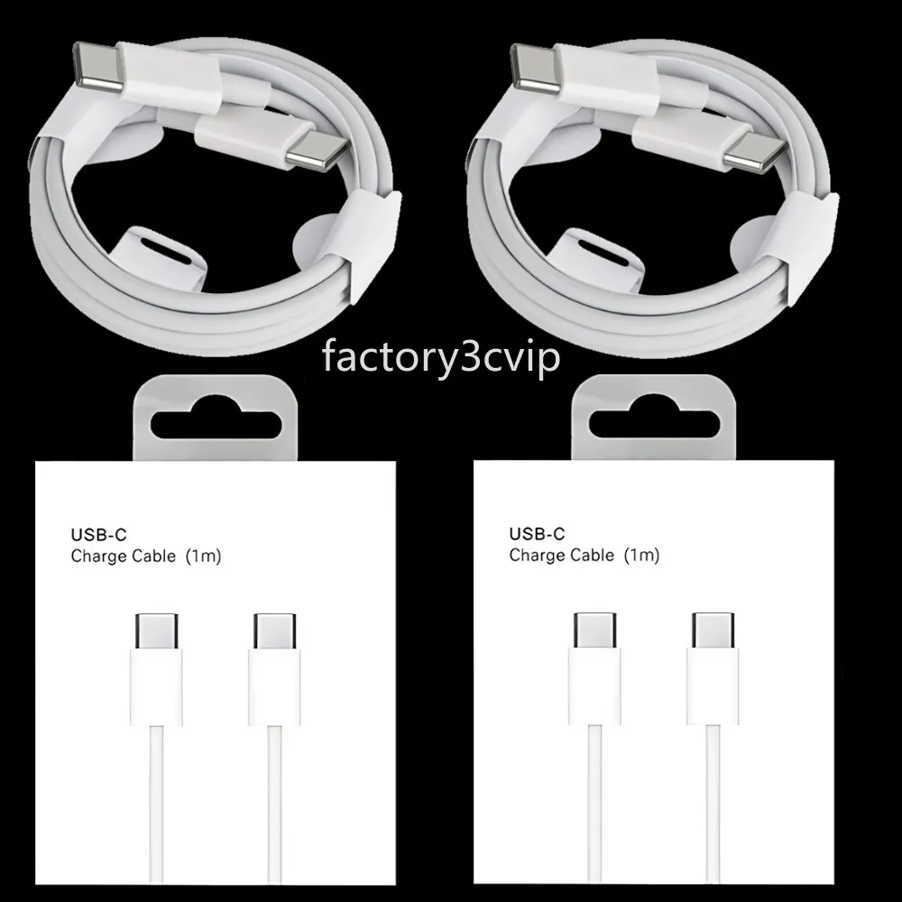 1M 2M Câble de charge rapide USB C vers USB-C Type C PD Câble pour Samsung Galaxy S8 S10 S22 S23 S24 Note 10 20 Xiaomi Huawei P40 Lg F1 avec boîte