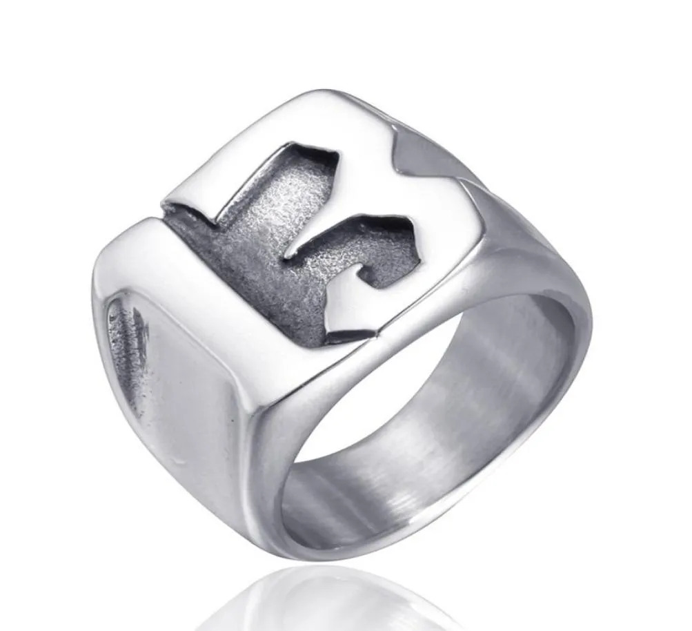 Bague en acier inoxydable de mode 13 lettres Argent noir et or Trois types de couleurs Chiffres arabes Anneaux de chiffres punk pour hommes039s4235563