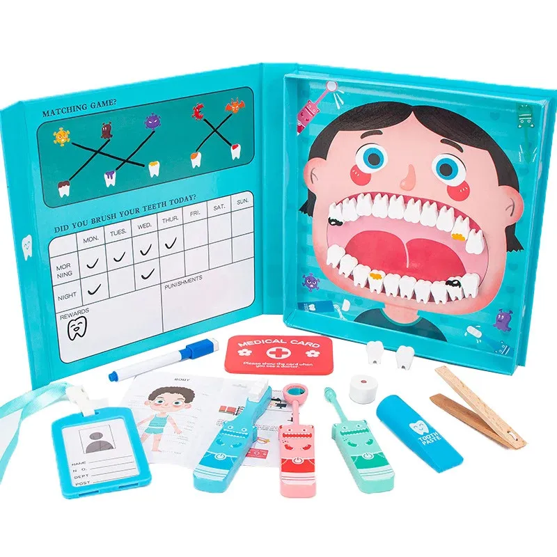 Enfants en bois semblant jouer docteur jouets dentiste ensemble Simulation stéthoscope infirmière jeu rôle éducation jouet pour les filles 231225