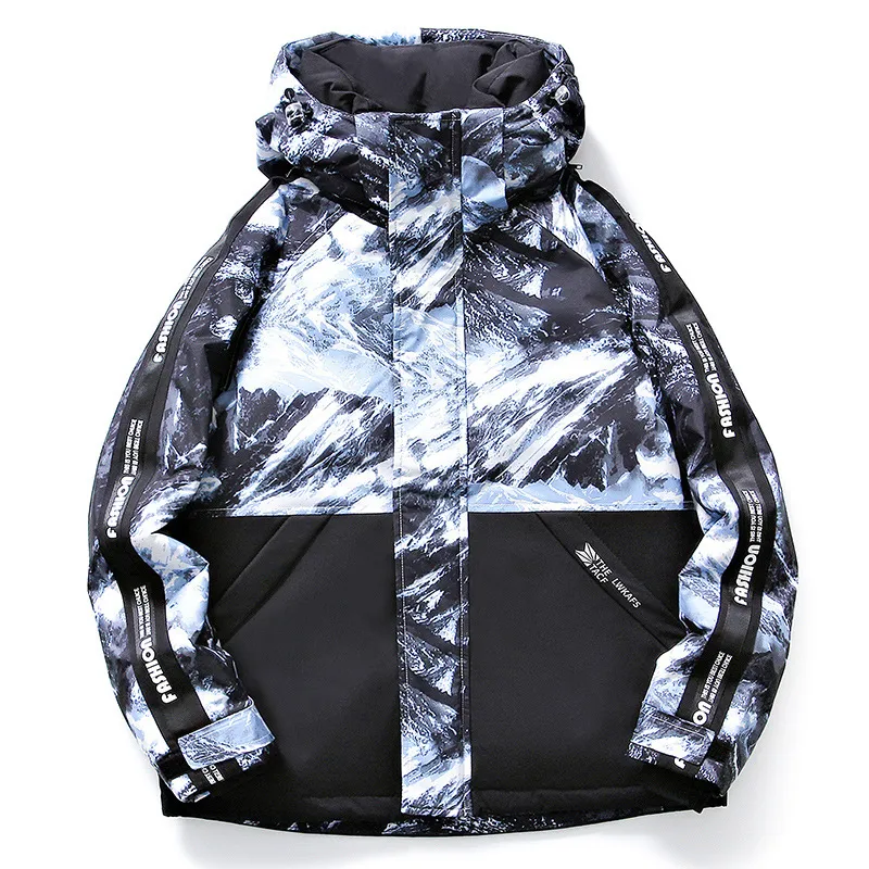 Down Jacket Men's Winter New Warm Short Korean Loose Hooded Color Blocking Jacket Trend