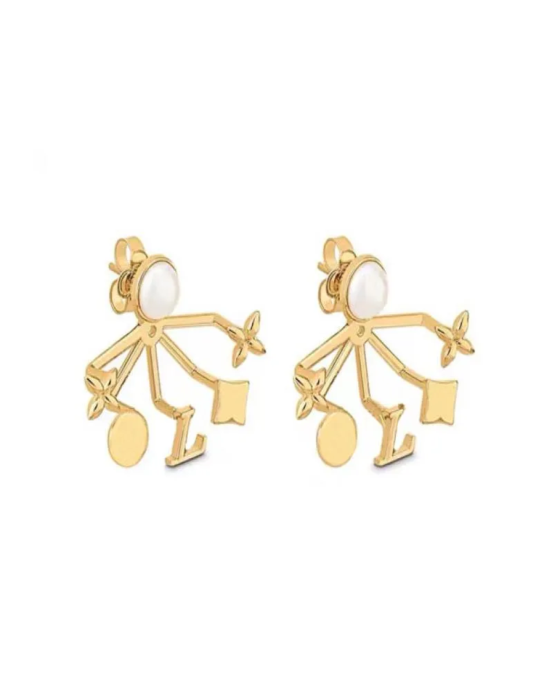 Boucles d'oreilles trèfle designer pour femmes fleur plaqué or multi-éléments floraux avant et arrière clous festonnés boucle d'oreille mode jew8087115