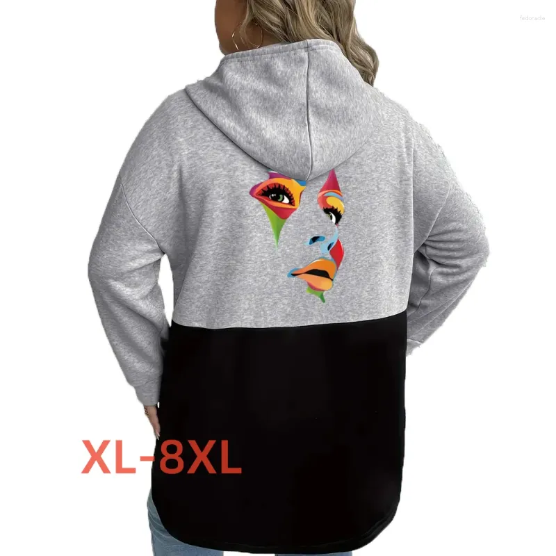 Ytterkläder plus storlek 4xl 5xl 6xl 7xl 8xl Dames Winterjas 2023 Ansikte tryck Abrigo de Mujer Talla Grande Chamarra DAMA Vinterutgifter