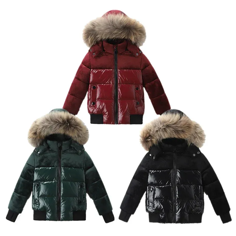 Winter Unisex Kinderen Jongens en Meisjes Splice Mode Witte Eendendons Jas Ouder-kind Dragen Dikke 12m-20Y 231226