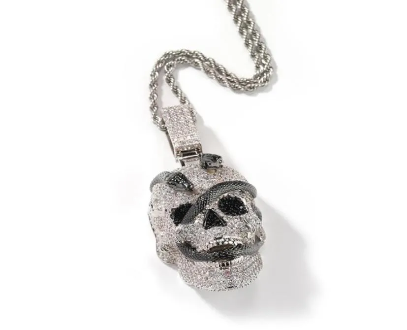 Big Iced Out Pendants Colliers Mens Hip Hop Vintage Gold Collier Bijoux Collier pendentif crâne enroulé6958989