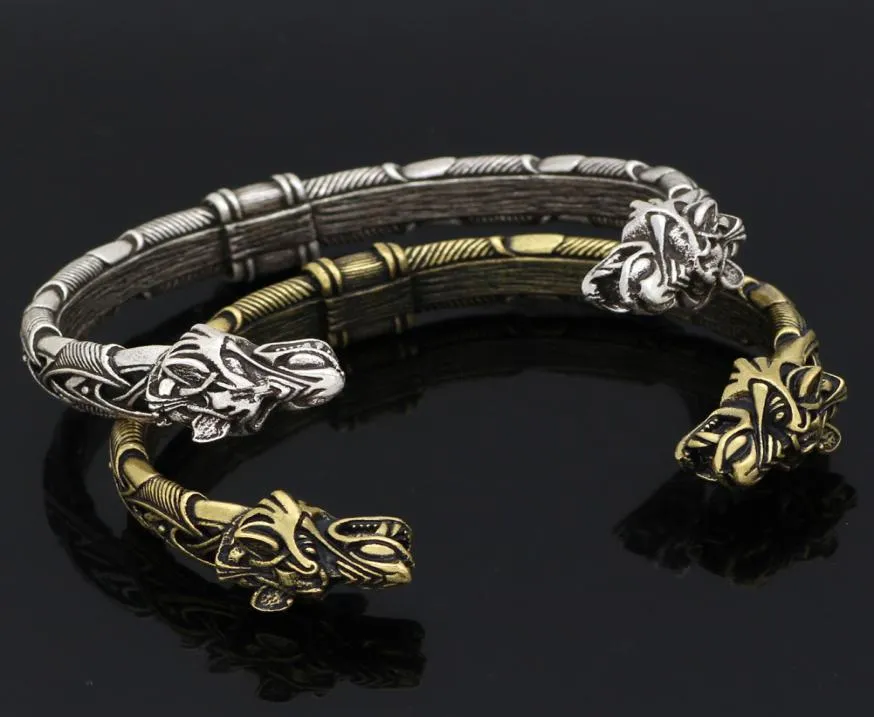 دبوس سوار تنين فايكينغ الجديد الرجال Double Head Dragon Open Bracelets4070057