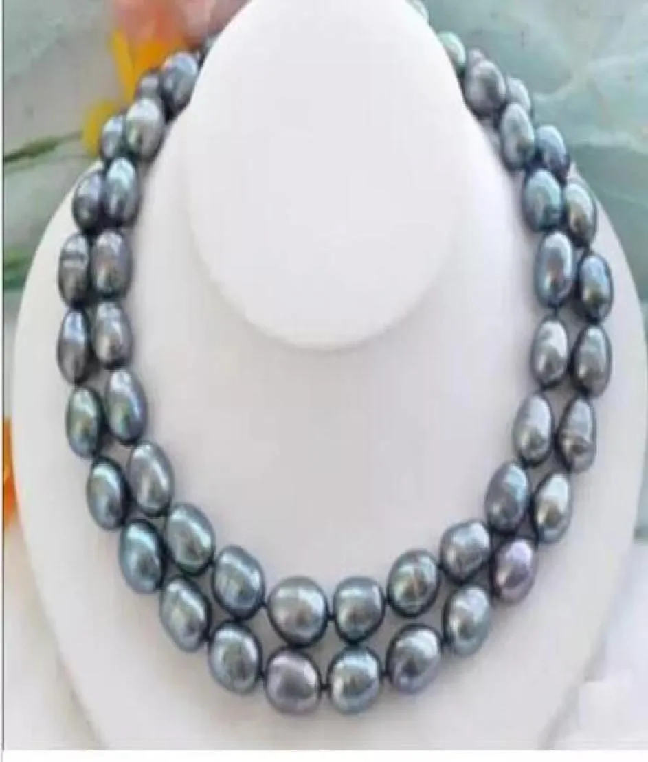 Collier de perles noires et bleues de la mer du sud, le plus noble et rare, naturel, 1215MM, 35quot, fermoir en or, 7378749