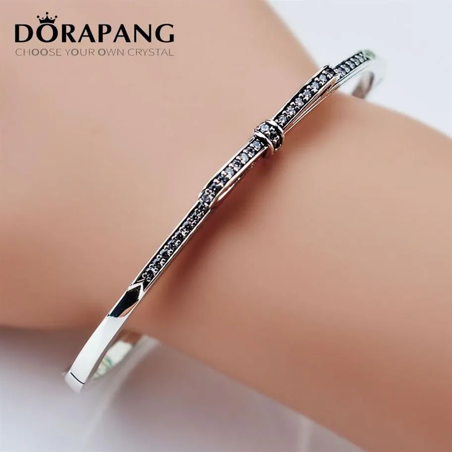 Dorapang Fine Jewelry 925 Sterling Silver Bangle With Women Wedding Party Clear CZ Fashion Bow Tie Diamond Bracelet Fit Love 801261