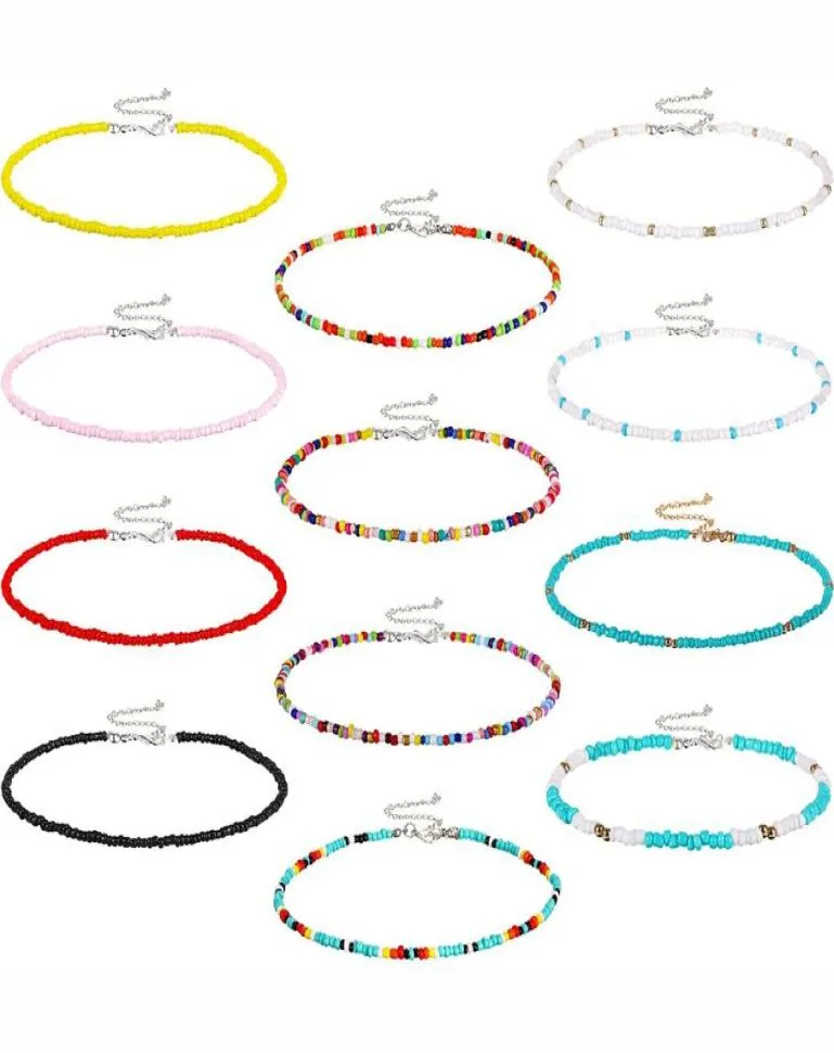 Qimoshi 12pcs boho szkła koraliki nasion Choker Naszyjnik Kolny koralika z koralikami plażowe koraliki Choker Naszyjniki dla kobiet7133927