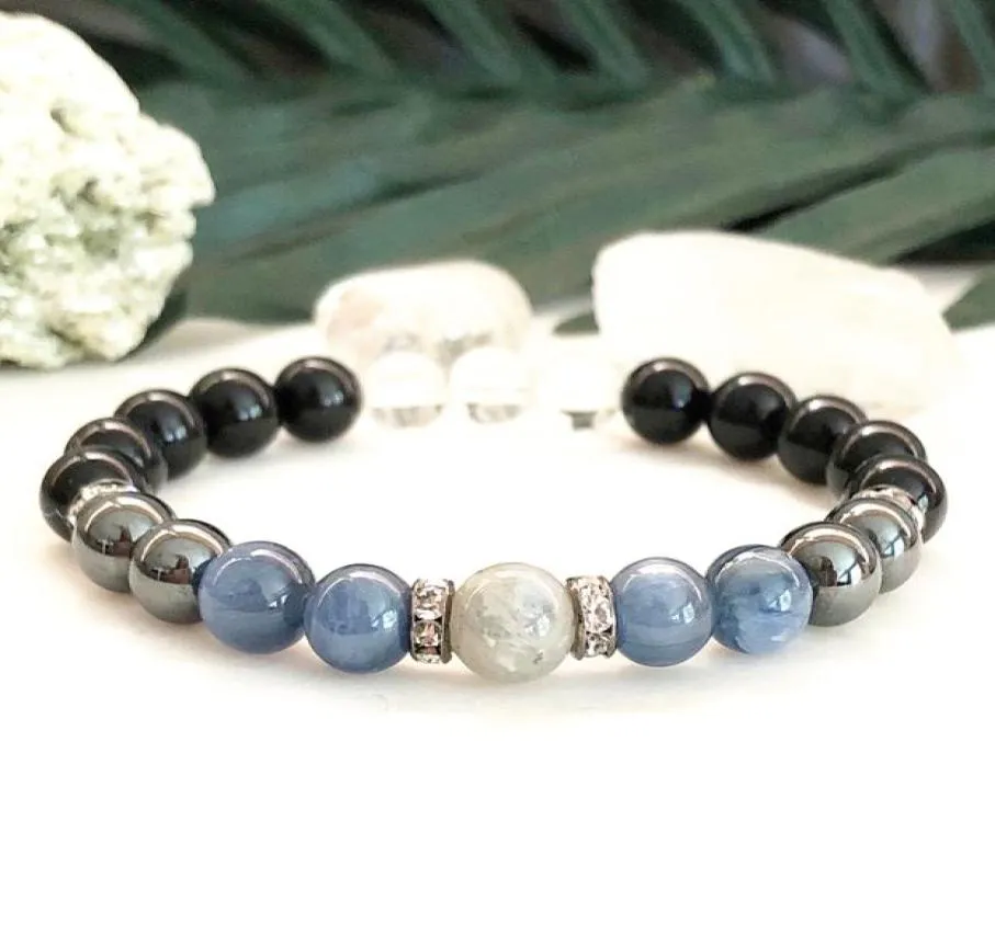 MG0880 NEW DESING MENS A GARDE KYANITE BRACELET天然ヘマタイトラブラドライトブレスレット手作りブラックトルマリンジュエリー3051676